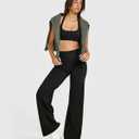 OQQ Yoga Pants Women High Waist Stretch Casual Soft Straight Leg Bottoms, Black, Size M