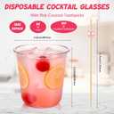 Ziliny 50 12oz Pink Plastic Cups 100 Cocktail Picks, Pink Party Cups, Disposable plastic cup: about 12 oz