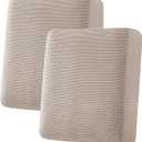 H.VERSAILTEX Super Stretch Individual Seat Cushion Covers Sofa Covers Couch Cushion Covers Slipcover Sets Thick Jacquard Textured Twill Fabric (2 Piece Medium Sofa Cushion Covers, Sand)
