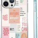 Case for iPhone 13 Pro Max with Motivational Quotes Design,Encouraging Words Collage Pattern for Teen,Soft TPU Bumper Phone Cover(13pm,Positive)