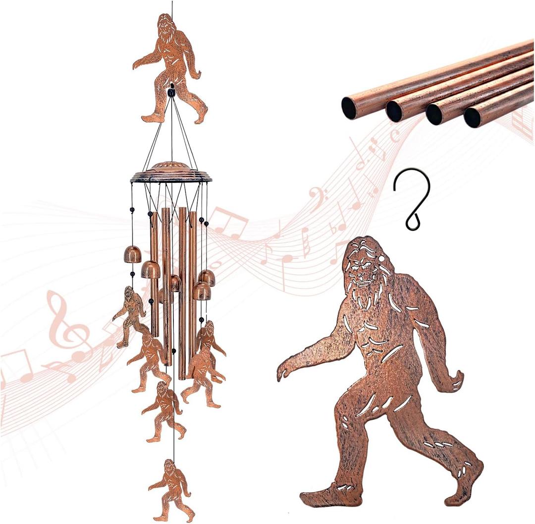 Bigfoot Wind Chimes Outdoor Big Foot Sasquatch Gifts for Men/Women/Dad Birthday Gift Metal WindChimes for Outside/Indoors, Home, Lawn, Porch, Patio, Garden Decor, Yard Decoration