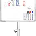 Mobile Whiteboard  36 x 24 inches Portable Magnetic Dry Erase Board, 3' x 2' Stand Easel White Board Dry Erase Easel Standing Board with Flipchart Hooks (Silver)
