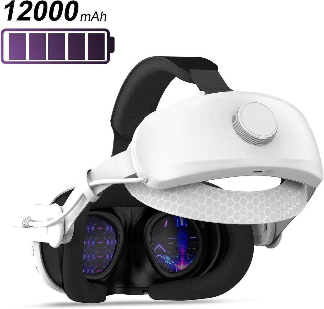 Paminara Meta Quest 3/Quest 3s Head Strap with 12000mAh Battery Pack - Extended 7-9 Hours Entertainment, Comfortable & Adjustable Battery Strap, Meta Quest Elite Strap, VR Headset/Headstrap for Oculus