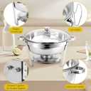 Chafing Dish Buffet Set 4 Packs, 5 QT Stainless Steel Round Chafing Dishes with Glass Lid & Lid Holder, Food Warmer for Parties Buffet Weddings Catering Events