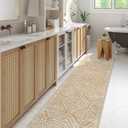 Wonnitar Moroccan Washable Kitchen Runner Rug 2'6"x8', Non-Slip Boho Rug Runners for Hallways, Farmhouse Floor Carpet Soft Runner for Bathroom Hall Entyway (Kakhi,2'6"x8')