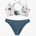 SweatyRocks Women's Sexy Bathing Suit Floral Print Cross Back Bikini Set Swimsuits, Size S