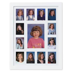 Pearhead School Years Picture Frame K-12 Keepsake, Collage Wall Decor for Kindergarten to 12th Grade Graduation, Multi Photo Display, Ideal Graduation Gift, Fits 13 Wallet Size Photos - White (K-12 Frame)