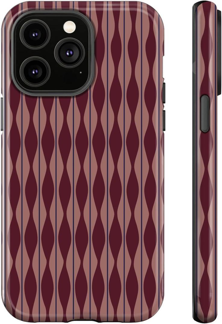 Generic Case Compatible with iPhone 12/12 Pro,Striped Brown Phone Case for Girl Women Men Boys,Dual-Layer Hard Shell+Silicone Cover-Shockproof Protective Case