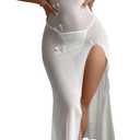 Sexy Butterfly Split Leg Underwire Sheer Mesh Maxi Lingerie Dress with Thong 2 Piece Set (Small)