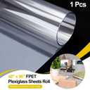 48 x 96 Inch PET Plexiglass Sheet Roll, Extra Large Clear Flexible Plastic Sheet, Transparent Acrylic Alternative for Crafts, Picture Frames, Signs, DIY Displays & Protective Barriers