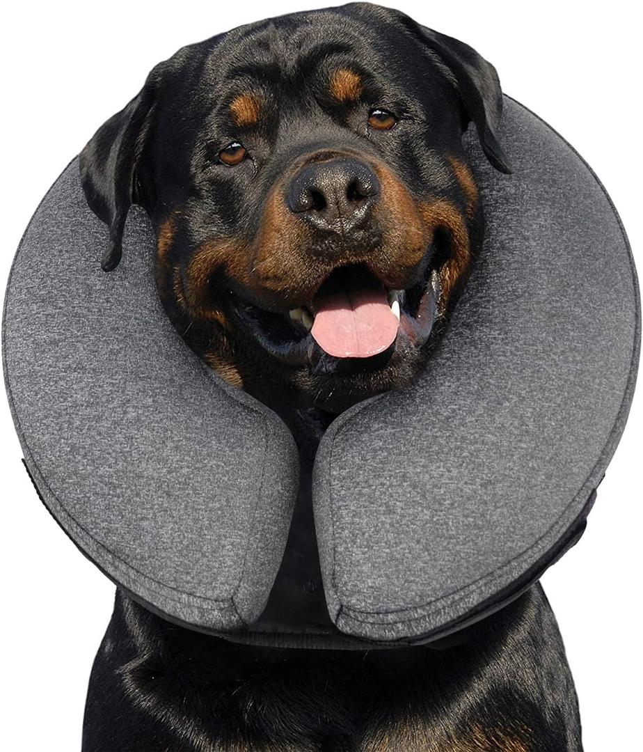 MIDOG Inflatable Dog Cone Alternative for After Surgery - Soft Protective Donut Collar Prevents Licking & Allows Eating, Comfortable Recovery E-Collar Alternative for Small Medium Large Dogs (Gray, XL)