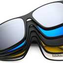 Bauhaus Magnetic Clip on Sunglasses for Men & Women Polarized UV Protection Retro Square Eyeglasses Fit Over Night Driving