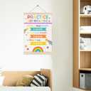 Welshower Boho Rainbow Mental Health Poster Hanger Frame, Practice Deep Breathing Mental Health Wall Art Prints Decor for Classroom Therapy Counselor Calming Corner Office, 12x16 Inch