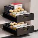 2 Pack Pull Out Drawers for Cabinets, 10" W Pull Out Cabinet Organizer Adhesive Sturdy Carbon Steel, Pull Out Shelves for Kitchen, Pantry and Bathroom Vanity, 10" W x 16.9"D x 3.1"H