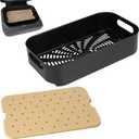 Foodi Air Frying Combo Crisper Basket for Ninja FG551 Smart Indoor Grill, Non-Stick Air Fryer Basket for Ninja Air Fryer Grills DG551/DG651 Accessories, with Disposable Perforated Paper Liners,100PCS (Yellow & Silver)