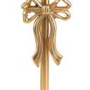 Metal Martini Table,22" H Antique Gold Side Table with Sculptural Bow Base, Metal Gold End Table for Small Spaces Bedroom Entryway