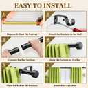 Curtain Rods for Windows 32-144 Inch, 1 Inch Adjustable Black Curtain Rod Set with Brackets, Easy Install