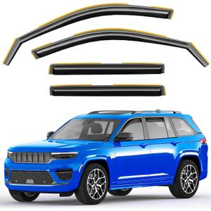 in-Channel Window Rain Guards Fit for Jeep Grand Cherokee(Not for L 3-Row) 2022-2025 Extra Durable Window Deflectors Vent Shades Visors Exterior Car Accessories Visors Rain Guards -4 pcs