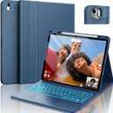 CHESONA Ultra Light iPad Air 13 inch Case Keyboard(M3 2025 / M2 2024)- Magnetic Detachable 7 Colors Backlit Multi-Touch Trackpad Keyboard for iPad Pro 12.9, Smart Sleep/Wake Stain Proof- Navy Blue