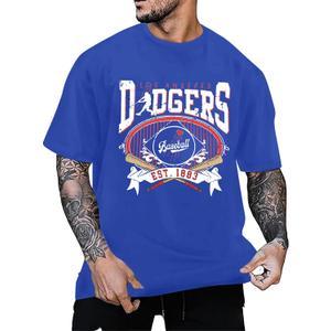 Baseball Shirts for Men Game Day Baseball Fan Shirt Mens Casual Baseball Team Short Sleeve Tees (Blue, XL)