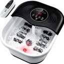 Collapsible Foot Spa with Heat, Bubble, Red Light & Temp Control - Foot Bath Massager with 8 Shiatsu Massage Rollers, Pumice Stone & Timer, Soaking Tub for Relaxation & Pain Relief - Gifts Ideas (Dark Black)