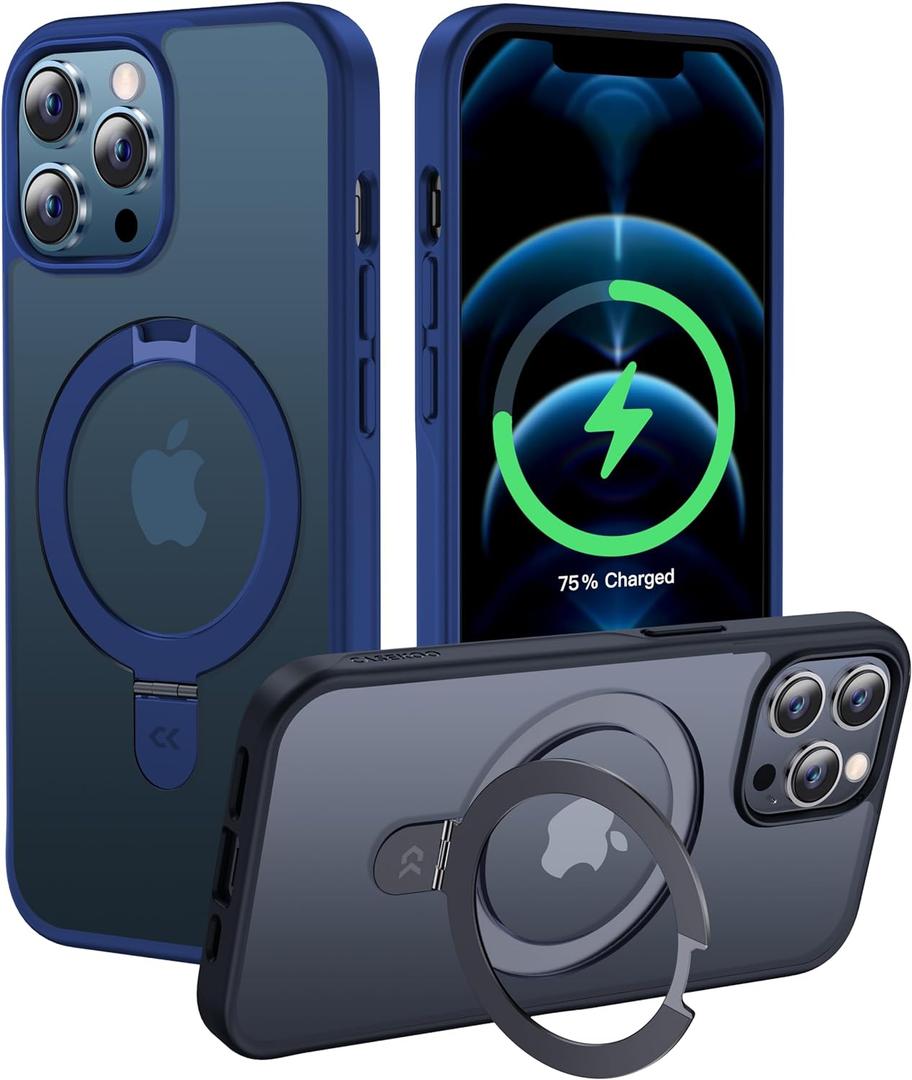 CASEKOO Designed for iPhone 12 Pro Max Case with Magnetic Invisible Stand [Military Drop Protection] [Compatible with MagSafe] Shockproof Slim Translucent Matte Cases 6.7 Inch 2020, Blue (for 12 Pro Max Case 6.7", Blue)