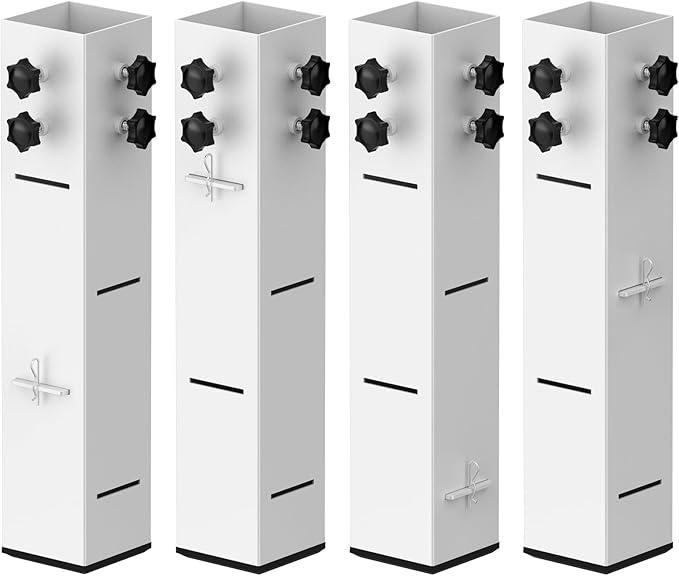 Fixirons 4 Pcs Carbon Steel Dorm Bed Risers 3.15" Diameter Metal Bed Riser Tall Bed Riser for College Dorm Wooden Bed Frame, Table Adjust Height 3.2", 5.1" Fit for Bed Leg 2.33.1"(Long)