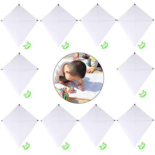 B bangcool DIY Kids Kite Blank Kites Making Painting White Paper Blank Kites with Swivel Line for Kids Outdoor Park Beach Grassland Activities（20PCS）