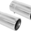 Pack of 2 Exhaust tip - to Fit 1.75 to 2.5 Inch Exhaust Tail Pipe Diameter- Stainless Steel to give Chrome Effect - Car Muffler Tips