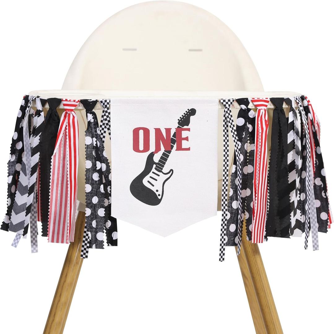One Rocks High Chair Banner - Rock And Roll 1st Birthday Party Decorations, One Rocks, First Born To Rock Banner, Rockstars First Birthday Party Supplies