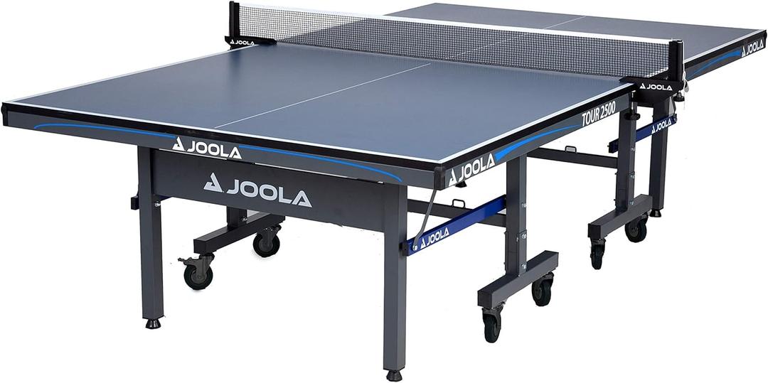 JOOLA Tour Indoor Ping Pong Table with Quick Clamp Table Tennis Net - 10 Minute Assembly - Foldable Indoor Surface with Single Player Playback Mode - Competition Grade MDF Top - Tournament Quality