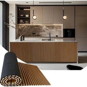 94.5 x 23.6 in Acoustic Wood Wall Panels,3D Flexible Soundproof Absorbing Panels,Wood Slat Walls for Interior Wall Decor (Walnut)