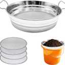 Soil Sifter for Gardening with Handles, Rock Sifter Fits 5 Gallon Bucket with 4 Replaceable Screens, Compost Sifter Dirt Sifter, Captures Dirt Rocks Sawdust