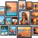 HappyHapi 15 Pack Picture Frames Collage Wall Decor, Black Gallery Wall Frame Set, Wall or Tabletop Display, Multi Sizes including 3pcs 8x10, 6pcs 5x7, 6pcs 4x6, 9.05 x 11.81 inches