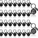 Gisafai 30 Pcs Black Engravable Metal Keychain Blanks Laser Graduation Engraving Blanks Key Rings Tags for Crafts DIY Gifts, Round