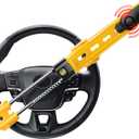 Steering Wheel Lock with 113dB Alarm, ELECTOP Heavy Duty Anti-Theft Car Device Car Wheel Lock with Adjustable Locking and 2 Keys, Car Security Lock Car Alarm System for Auto Truck Van SUV (Yellow)