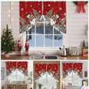 Merry Christmas Swag Valance Curtain,Snowman Xmas Tree Swag Curtains Rod Pocket Valances for Windows,Snowflake on Red Swag Topper Kitchen Valance for Bedroom/Living Room/Bathroom (28"W x 36"L (Pack of 2))