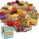 40 Bags Natural Dried Flowers Kit, Natural Dried Herbs with 2 Mesh Drawstring Bag for Soap,Candle,Resin Jewelry Making,Bath,Nail - Rose Petals,Rosebuds,Lilium,Jasmine,Don't Forget Me and More (40 Bags*10g)