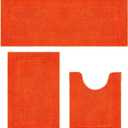 SHACOS Orange Fall Bathroom Rugs Sets 3 Piece, 20"x32" + 20"x47" Non Slip Bath Mat and 20"x24" Toilet Rugs U Shaped Washable, Soft Fluffy Water Absorbent Bathroom Floor Mat