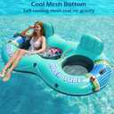 Jasonwell Heavy Duty 2 Person Inflatable River/Pool Tube Float with Removable Cooler, Tubes for Lake, Floating River Raft Lounge Floatie with 2 cup Holders For Adults, Cyan