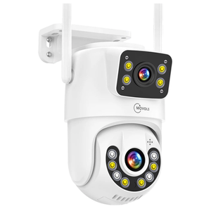 Dual Lens Linkage Pan/Tilt Security Camera Outdoor WiFi Camera 8MP, Auto Tracking, Human Detection, Light Alarm, Color Night Vision,Siren, Plug-in Cable,2.4G WiFi.