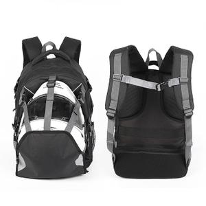 WRTZ Large Capacity Motorcycle Helmet Backpack – Water-Resistant & Lightweight with Helmet Holder Shoulder Padding & Handle Elasticized Pocket Adjustable Chin Strap Anti-theft Pocket Luggage Strap