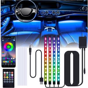 BFXM Led Lights for Car, Interior Car Lights with USB Adapter, Car Accessories Interior, App/Remote Control Music Sync Color Change Lights, Ambient Lighting for Cars, Truck, SUV (48LED Beads)