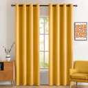 MIULEE Room Darkening Curtains Thermal Insulated Drapes Solid Window Treatment Set Grommet Top Light Blocking Blackout Curtain for Living Room/Bedroom 2 Panels 52 x 84 inch Length Yellow