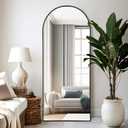 NicBex Arched Full Length Mirror, 64"x24" Aluminum Alloy Frame Full Body Mirror with Stand, Black - Free Standing, Leaning Against Wall or Wall-Mounted, for Bedroom Living Room Dressing Room