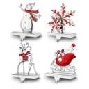 4PCS Christmas Stocking Mantle Holders Set Stand Sign Heavy Weighted Stocking Hooks Fireplace Stocking Hanger for House Holiday Yards Mantle Holder Décor (Mutli,4)