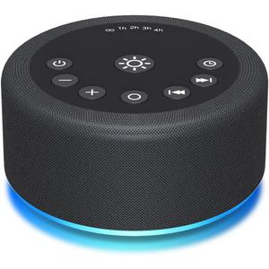 Sleep Sound Machine White Noise Machine with 30 Non Looping Sounds 12 Night light Colors with 5 Timers 36 Adjustable Volume Memory Function Brown Noise Machine for Baby kid Adult & Home Nursery Travel (Black)