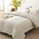 CozyLux King Size Comforter Sets - 7 Piece Bed in a Bag Beige Comforter Set with Sheets Luxury Bed Set All Seasons, Soft Bedding Set with Down Alternative Comforter, Sheets, Pillowcases & Shams