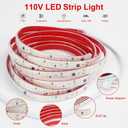 LED Strip Lights 6.56ft AC 110V Flexible Rope Lights 240LEDs/m 3000K Warm White Cuttable Outdoor Waterproof Strip Lights Double LED Beads for Living Room Under Cabinet Lighting