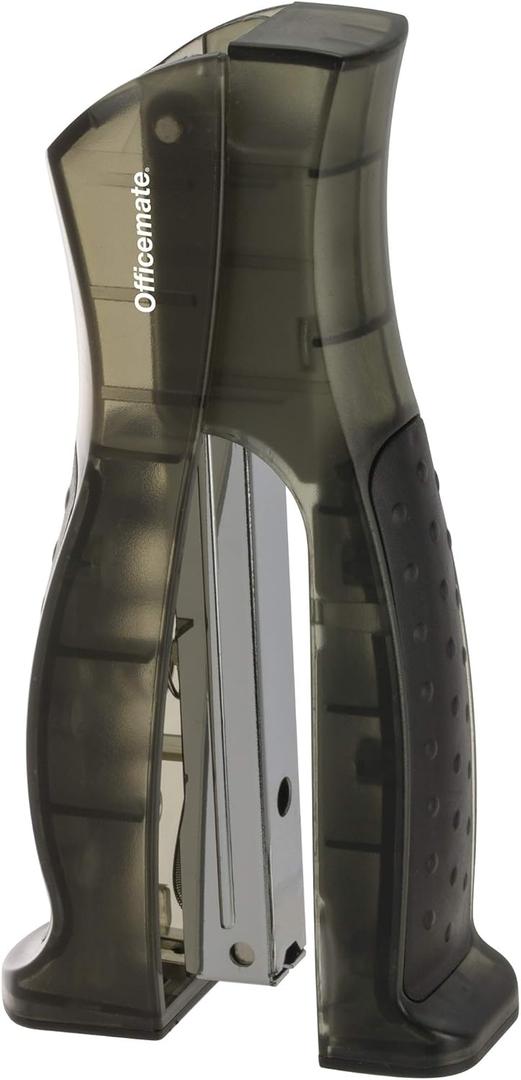 Officemate Full Strip Plastic Transparent Stand-Up Stapler, 20 Sheet Capacity, Black (97701)